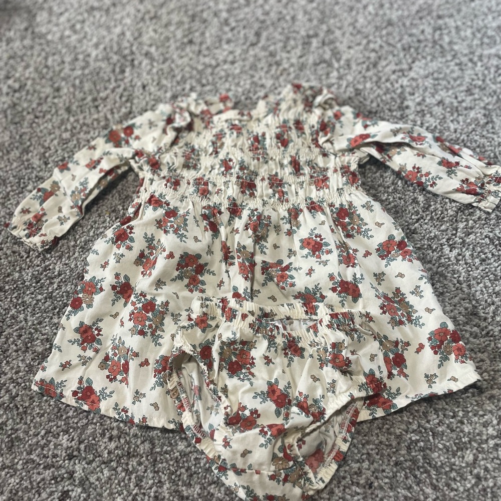 Fall Floral Baby Dress with Bloomers